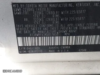 2022 Toyota RAV4 Hybrid XLE with VIN 4T3RWRFV3NU051850, listed as a IAAI auction lot 41571914 with 55,584 mi miles. Bid and sale history available at carsss.com. Image 9.