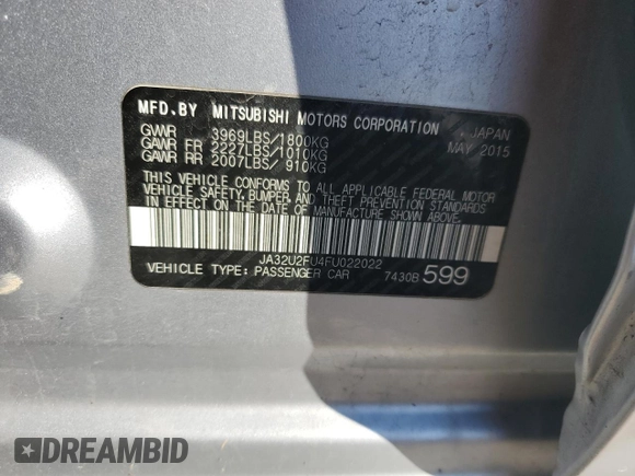 2015 Mitsubishi Lancer ES z VIN JA32U2FU4FU022022, wystawiony jako Copart lot #46281395 z przebiegiem 142 071 mil mil oraz Szkoda całkowita • Salvage title. Historia ofert i sprzedaży dostępna na DreamBid. Obrazek 14.