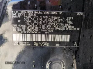 2013 Toyota RAV4 LE with VIN 2T3BFREVXDW048204, listed as a Copart auction lot 59176115 with 160,560 mi miles and Salvage title. Bid and sale history available at DreamBid. Image 12.