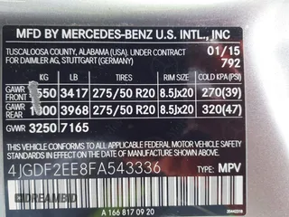 2015 Mercedes-Benz GL-Class GL 350 BlueTEC with VIN 4JGDF2EE8FA543336, listed as a IAAI auction lot 41049984 with 103,368 mi miles. Bid and sale history available at carsss.com. Image 9.