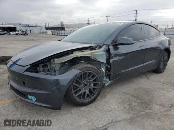 2025 Tesla Model 3 Long Range with VIN 5YJ3E1EA3SF941792, listed as a Copart auction lot 55505795 with 2,813 mi miles and Salvage title. Bid and sale history available at DreamBid. Image 1.