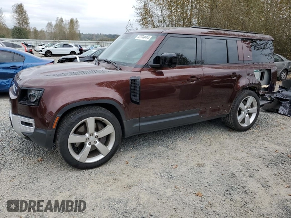 2023 Land Rover Defender z VIN SALEVFEU3P2158961, wystawiony jako Copart lot #72274444 z przebiegiem 18 533 mil mil oraz Szkoda całkowita • Salvage title. Historia ofert i sprzedaży dostępna na DreamBid. Obrazek 1.