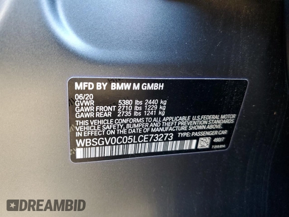 2020 BMW M8 Competition z VIN WBSGV0C05LCE73273, wystawiony jako Copart lot #70400342 z przebiegiem Nie podano mil oraz . Historia ofert i sprzedaży dostępna na DreamBid. Obrazek 13.