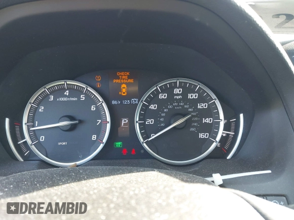 2016 Acura TLX with VIN 19UUB1F34GA013505, listed as a IAAI auction lot 41671913 with 123,164 mi miles. Bid and sale history available at carsss.com. Image 7.