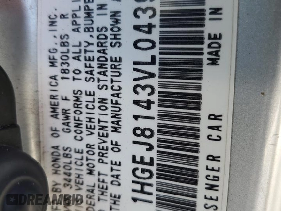 1997 Honda Civic EX z VIN 1HGEJ8143VL043998, wystawiony jako Copart lot #51795345 z przebiegiem 129 631 mil mil oraz Nie do naprawy • Non repairable. Historia ofert i sprzedaży dostępna na DreamBid. Obrazek 12.