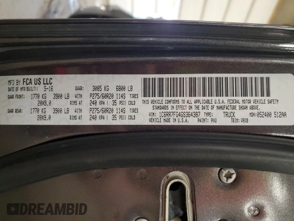 2016 Ram 1500 Express z VIN 1C6RR7FG4GS364387, wystawiony jako Copart lot #50474305 z przebiegiem 159 848 mil mil oraz Szkoda całkowita • Salvage title. Historia ofert i sprzedaży dostępna na DreamBid. Obrazek 14.
