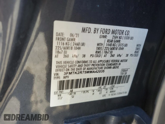 2021 Ford Mustang Mach-E California Route 1 with VIN 3FMTK2R75MMA42035, listed as a Copart auction lot 46399675 with 28,071 mi miles and Salvage Title. Bid and sale history available at DreamBid. Image 13.