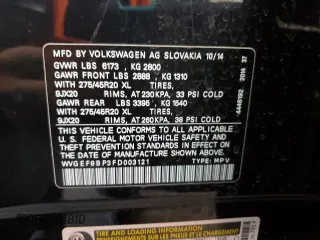 2015 Volkswagen Touareg Sport with VIN WVGEF9BP3FD003121, listed as a Copart auction lot 50572505 with 87,082 mi miles and Salvage title. Bid and sale history available at DreamBid. Image 13.