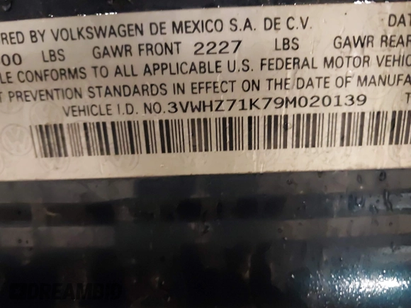 2009 Volkswagen Jetta z VIN 3VWHZ71K79M020139, wystawiony jako IAAI lot #42292767 z przebiegiem 156 619 mil mil oraz . Historia ofert i sprzedaży dostępna na DreamBid. Obrazek 9.