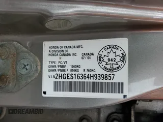 2004 Honda Civic VP z VIN 2HGES16364H939857, wystawiony jako Copart lot #56823895 z przebiegiem Nie podano mil oraz Szkoda całkowita • Salvage title. Historia ofert i sprzedaży dostępna na DreamBid. Obrazek 13.