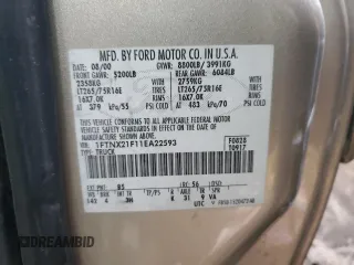 2001 Ford Super Duty F-250 XL with VIN 1FTNX21F11EA22593, listed as a Copart auction lot 43002145 with 213,819 mi miles and Salvage Title. Bid and sale history available at carsss.com. Image 14.