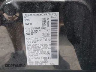 2017 Nissan Rogue SL with VIN 5N1AT2MT9HC780811, listed as a IAAI auction lot 42201069 with 74,155 mi miles and . Bid and sale history available at DreamBid. Image 9.