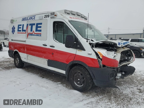 2019 Ford Transit with VIN 1FDYR2CMXKKA94961, listed as a Copart auction lot 44216665 with 219,515 mi miles and Salvage Title. Bid and sale history available at DreamBid. Image 4.