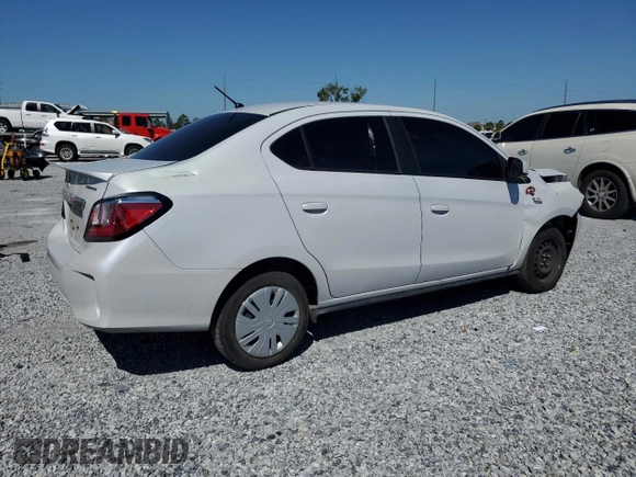 2023 Mitsubishi Mirage ES with VIN ML32FUFJXPHF06404, listed as a Copart auction lot 52619085 with 27,332 mi miles and Non repairable. Bid and sale history available at DreamBid. Image 3.