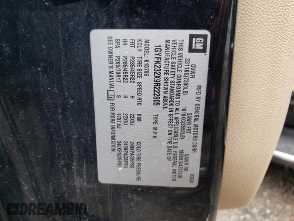 2009 Cadillac Escalade z VIN 1GYFK232X9R222805, wystawiony jako Copart lot #74202924 z przebiegiem 253 955 mil mil oraz Szkoda całkowita • Salvage title. Historia ofert i sprzedaży dostępna na DreamBid. Obrazek 13.