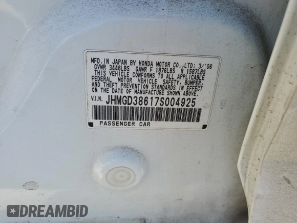 2007 Honda Fit Sport with VIN JHMGD38617S004925, listed as a Copart auction lot 47112235 with 249,849 mi miles and Salvage Title. Bid and sale history available at carsss.com. Image 14.