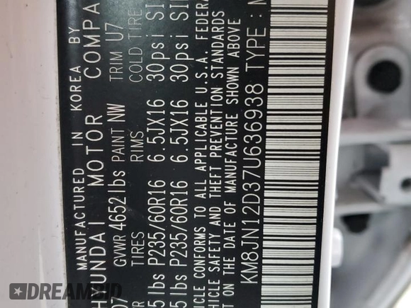 2007 Hyundai Tucson SE with VIN KM8JN12D37U636938, listed as a Copart auction lot 44588235 with 135,131 mi miles and Salvage Title. Bid and sale history available at carsss.com. Image 14.