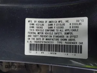 2013 Honda Accord Sdn EX-L with VIN 1HGCR2F87DA282201, listed as a IAAI auction lot 41556072 with 215,119 mi miles. Bid and sale history available at carsss.com. Image 9.