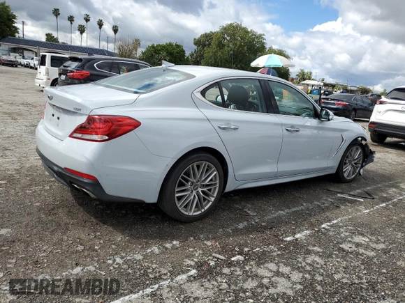 2020 Genesis G70 2.0T with VIN KMTG64LA7LU056492, listed as a Copart auction lot 46338413 with 24,645 mi miles and . Bid and sale history available at DreamBid. Image 3.