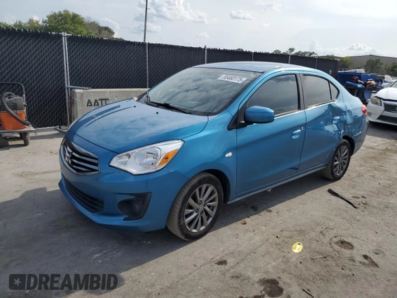 2019 Mitsubishi Mirage ES z VIN ML32F3FJ8KHF16562, wystawiony jako Copart lot #55460175 z przebiegiem 142 557 mil mil oraz Szkoda całkowita • Salvage title. Historia ofert i sprzedaży dostępna na DreamBid. Obrazek 1.