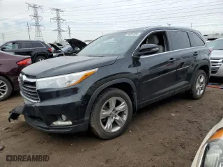 2015 Toyota Highlander Limited with VIN 5TDDKRFH1FS120621, listed as a Copart auction lot 49287555 with 90,933 mi miles and Salvage Title. Bid and sale history available at carsss.com. Image 1.