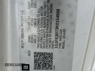 2019 Chevrolet Camaro 1SS z VIN 1G1FE1R73K0154988, wystawiony jako Copart lot #53880415 z przebiegiem 60 520 mil mil oraz Szkoda całkowita • Salvage title. Historia ofert i sprzedaży dostępna na DreamBid. Obrazek 12.