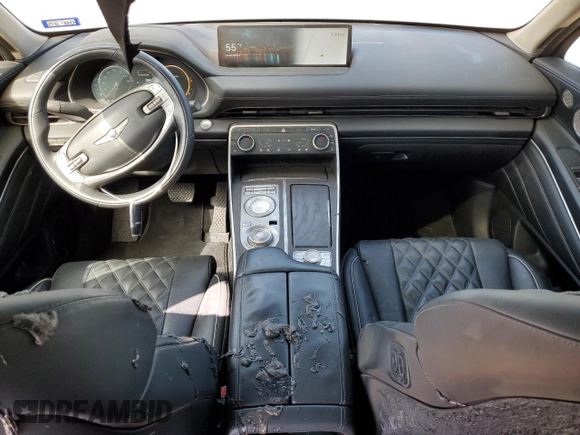 2021 Genesis GV80 with VIN KMUHCESC7MU044023, listed as a Copart auction lot 51942605 with 58,038 mi miles and Salvage title. Bid and sale history available at DreamBid. Image 8.