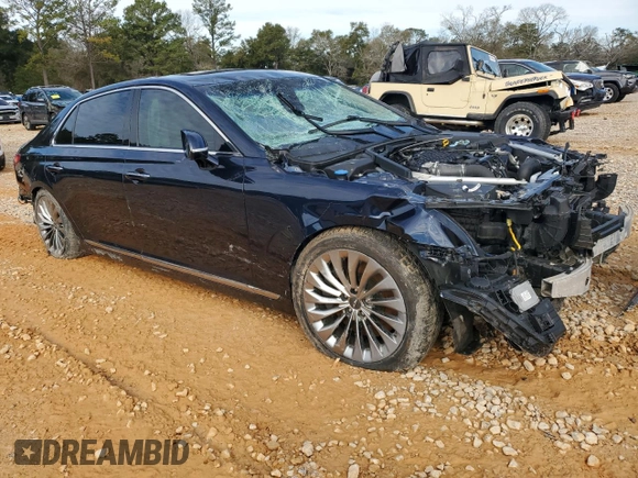 2019 Genesis G90 Premium with VIN KMTF34JA2KU056535, listed as a Copart auction lot 88347195 with Not Provided miles and Salvage Title. Bid and sale history available at DreamBid. Image 4.