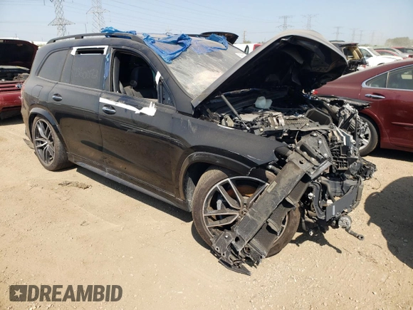 2022 Mercedes-Benz GLS 450 with VIN 4JGFF5KE9NA638243, listed as a Copart auction lot 69965734 with Not Provided miles and Salvage Title. Bid and sale history available at DreamBid. Image 4.