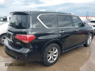 2011 Infiniti QX56 8-passenger with VIN JN8AZ2ND2B9700350, listed as a IAAI auction lot 42189951 with 135,424 mi miles. Bid and sale history available at carsss.com. Image 4.