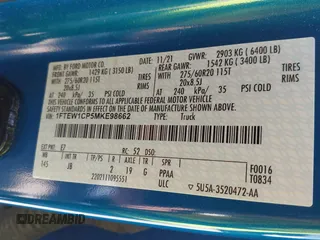2021 Ford F-150 XL z VIN 1FTEW1CP5MKE98662, wystawiony jako IAAI lot #42077475 z przebiegiem 119 439 mil mil oraz . Historia ofert i sprzedaży dostępna na DreamBid. Obrazek 9.