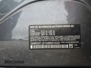 2021 BMW 3 Series 330i xDrive z VIN 3MW5R7J01M8B91830, wystawiony jako Copart lot #58572595 z przebiegiem Nie podano mil oraz Szkoda całkowita • Salvage title. Historia ofert i sprzedaży dostępna na DreamBid. Obrazek 12.