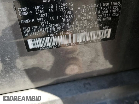 2023 Subaru Outback Limited with VIN 4S4BTANC3P3129038, listed as a Copart auction lot 55678245 with 28,950 mi miles and Salvage title. Bid and sale history available at DreamBid. Image 13.