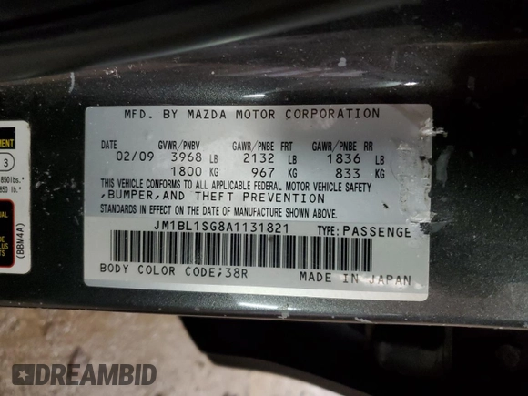2010 Mazda Mazda3 i Touring with VIN JM1BL1SG8A1131821, listed as a Copart auction lot 45493045 with 126,891 mi miles and Salvage Title. Bid and sale history available at carsss.com. Image 12.