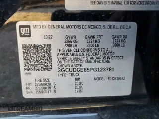 2023 Chevrolet Silverado 1500 LTZ with VIN 3GCUDGE85PG123781, listed as a Copart auction lot 84432034 with 46,605 mi miles and Clean Title. Bid and sale history available at carsss.com. Image 12.