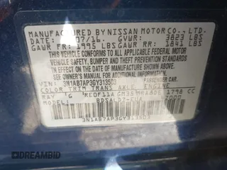 2016 Nissan Sentra S with VIN 3N1AB7AP3GY313503, listed as a IAAI auction lot 41767896 with 96,984 mi miles. Bid and sale history available at carsss.com. Image 9.