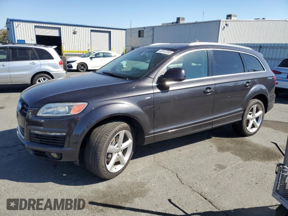 2007 Audi Q7 Premium Plus with VIN WA1EY74L57D065595, listed as a Copart auction lot 62612355 with 155,980 mi miles and Salvage title. Bid and sale history available at DreamBid. Image 1.
