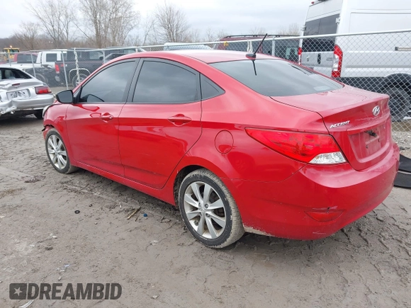 2013 Hyundai Accent GLS with VIN KMHCU4AE7DU461600, listed as a IAAI auction lot 42019159 with 53,452 mi miles. Bid and sale history available at carsss.com. Image 3.