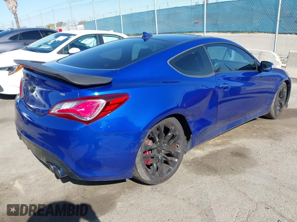 2013 Hyundai Genesis Coupe Grand Touring with VIN KMHHU6KJ5DU092555, listed as a IAAI auction lot 41959840 with 52,016 mi miles and . Bid and sale history available at DreamBid. Image 4.