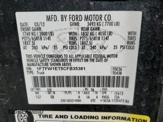 2012 Ford F-150 XL with VIN 1FTFW1ET5CFB35381, listed as a Copart auction lot 49146175 with 117,066 mi miles and Salvage Title. Bid and sale history available at carsss.com. Image 14.