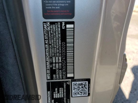 2004 Mercedes-Benz CLK 320 z VIN WDBTK65G74T030020, wystawiony jako Copart lot #69004654 z przebiegiem Nie podano mil oraz Szkody całkowita. Historia ofert i sprzedaży dostępna na DreamBid. Obrazek 12.