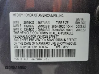 2019 Acura MDX Technology with VIN 5J8YD4H09KL000052, listed as a Copart auction lot 51593225 with 64,457 mi miles and Salvage title. Bid and sale history available at DreamBid. Image 14.