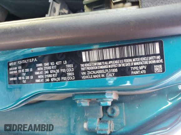 2020 Jeep Renegade Latitude z VIN ZACNJABB5LPL31806, wystawiony jako Copart lot #57179345 z przebiegiem 24 182 mil mil oraz Szkoda całkowita • Salvage title. Historia ofert i sprzedaży dostępna na DreamBid. Obrazek 12.