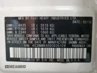 2013 Subaru Legacy Limited with VIN 4S3BMBK65D3035129, listed as a Copart auction lot 61182825 with 131,499 mi miles and Clean title. Bid and sale history available at DreamBid. Image 12.