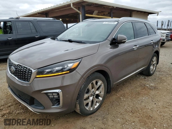 2019 Kia Sorento SX z VIN 5XYPK4A51KG591866, wystawiony jako Copart lot #47398695 z przebiegiem 119 126 mil mil oraz Szkoda całkowita • Salvage title. Historia ofert i sprzedaży dostępna na DreamBid. Obrazek 1.