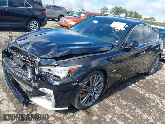 2018 Infiniti Q50 Red Sport 400 with VIN JN1FV7AP0JM461227, listed as a IAAI auction lot 42308384 with 100,694 mi miles and . Bid and sale history available at DreamBid. Image 17.