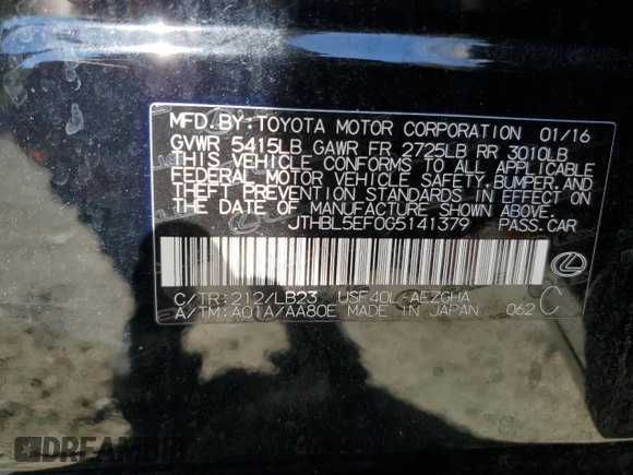 2016 Lexus LS 460 with VIN JTHBL5EF0G5141379, listed as a Copart auction lot 74665294 with 90,124 mi miles and Salvage title. Bid and sale history available at DreamBid. Image 13.