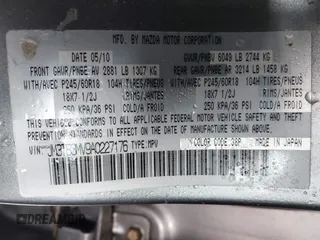 2010 Mazda CX-9 Touring with VIN JM3TB3MV9A0227176, listed as a IAAI auction lot 41130734 with 159,857 mi miles and . Bid and sale history available at carsss.com. Image 9.