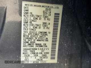 2006 Nissan Titan LE z VIN 1N6AA07B86N516155, wystawiony jako Copart lot #49080025 z przebiegiem 152 345 mil mil oraz Szkoda całkowita • Salvage title. Historia ofert i sprzedaży dostępna na DreamBid. Obrazek 14.