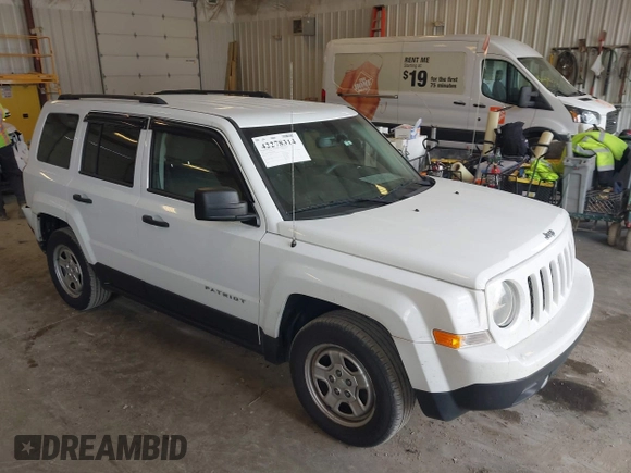 2016 Jeep Patriot Sport with VIN 1C4NJPBA4GD809148, listed as a IAAI auction lot 42278314 with 120,374 mi miles and . Bid and sale history available at DreamBid. Image 1.